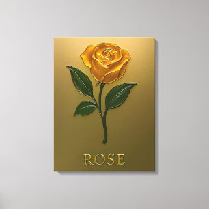 Metallisch Goldene Rosen-Eleganz Leinwanddruck