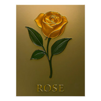 Metallisch Goldene Rosen-Eleganz Poster