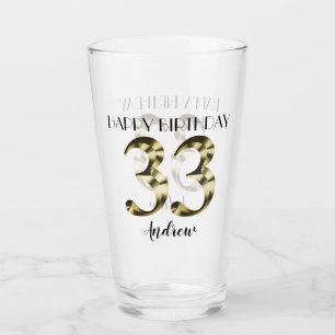 Metallisch goldener 33. Geburtstag Glas