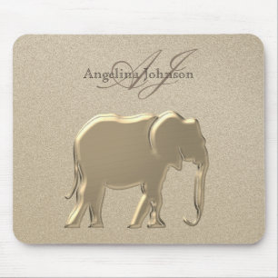 Metallisch goldener Elefant Klassisch Elegant Mono Mousepad