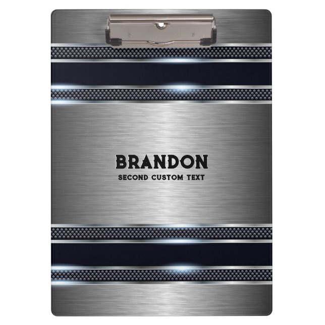 Metallisch, grau, industriell geometrisch, monogra klemmbrett (Vorderseite)