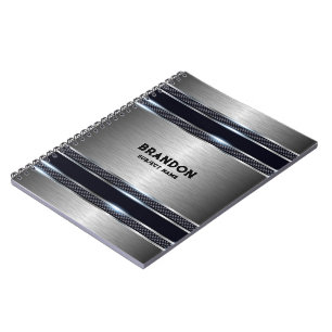 Metallisch, grau, industriell geometrisch, Monogra Notizblock