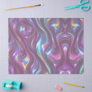 Metallisch Irisierend Regenbogen Rosa Aqua Lila Seidenpapier