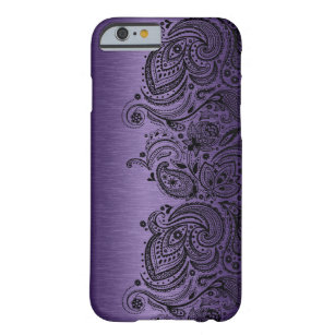Metallisch Lila mit Black Paisley Lace Barely There iPhone 6 Hülle