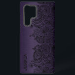 Metallisch Lila mit Black Paisley Lace Samsung Galaxy Hülle<br><div class="desc">Bild eines lila Hintergrunds aus Metall mit schwarzem Paisley-Akzent.</div>