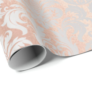 Metallisch Rosa Rose Gold Blush Grau SilberDamasku Geschenkpapier
