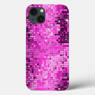 Metallisch rosa Strass sieht aus wie Disco-Spiegel iPhone 13 Hülle