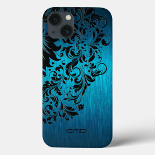 Metallisch Türkis gebürstetes Aluminium, schwarze  Case-Mate iPhone Hülle