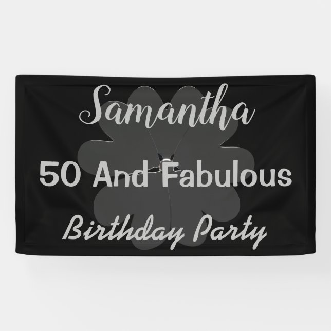 Metallische 3D Silber Blume 50 & Fabulous Banner (Horizontal)