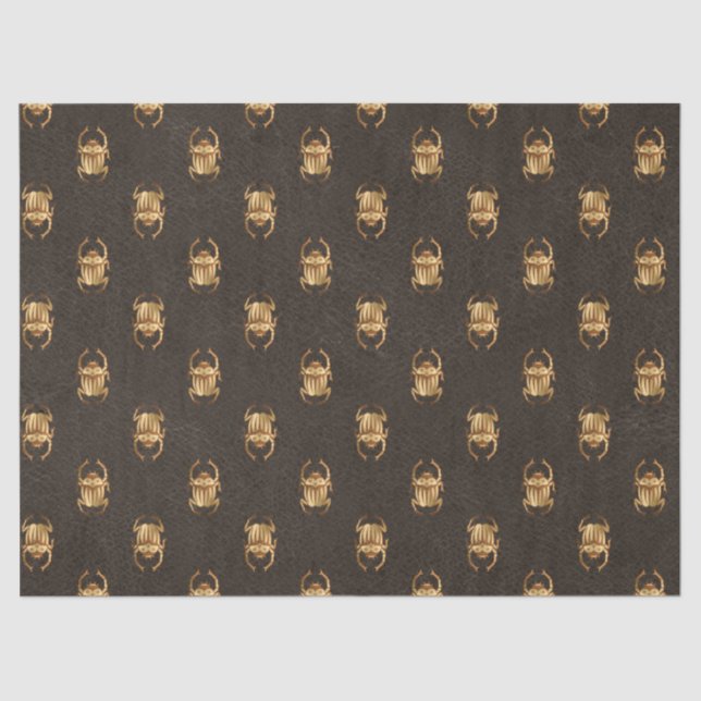 Metallische ägyptische Scarab-Käfer auf Braun Seidenpapier (Vorderseite)