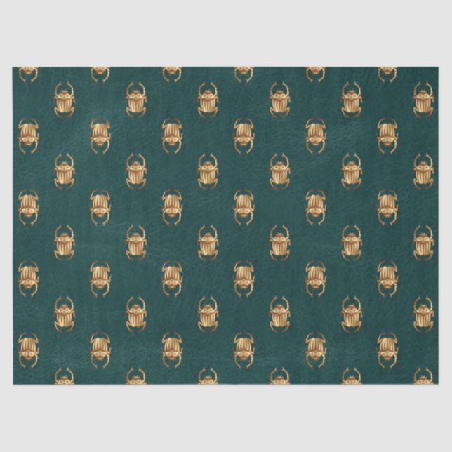 Metallische ägyptische Scarab-Käfer auf Grün Seidenpapier (Vorderseite)