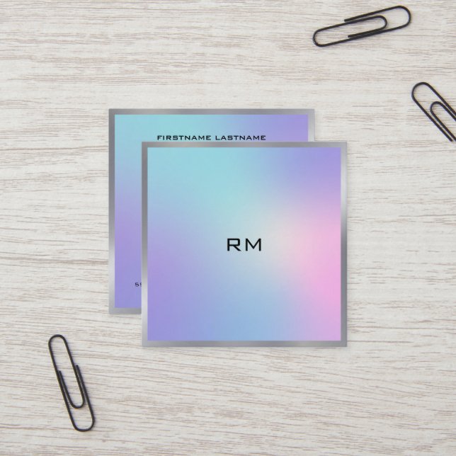 Metallische Akzente in Rosa und Blau Quadratische Visitenkarte (Vorderseite/Rückseite Beispiel)