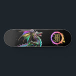 *~* Metallische AP88 Aquamariner Elementargolddrac Skateboard<br><div class="desc">(Suchen Sie nach ähnlichen Artikeln in AP88 ) Einfache Übertragung auf andere Zazzle Produkte. Element-DRAGON mit RING von FEUER / FLAMES / FLAME und INITIALEM MONOGRAM für Ihren Namen - Behalt, bearbeiten oder löschen Sie den Text. Dieses beliebte chinesische Skateboard im chinesischen Stil ist ein individuelles Pro Element Dragon Design,...</div>