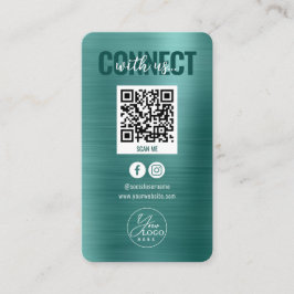 Metallische Aquamarine Verbindung mit dem QR-Code Visitenkarte