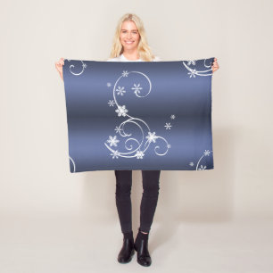 Metallische Aquamarine, weiße Wirbel Weihnachten Fleecedecke