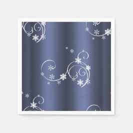 Metallische Aquamarine, weiße Wirbel Weihnachten Serviette