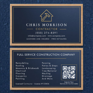 Metallische Baukonstruktion Navy Blau Gold Holz Visitenkarte
