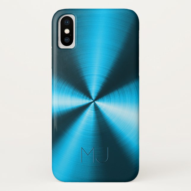Metallische blaue Imitate aus rostfreiem Stahl Case-Mate iPhone Hülle (Rückseite)