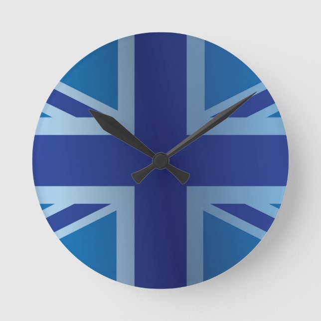 Metallische blaue klassische Flagge Runde Wanduhr (Vorderseite)