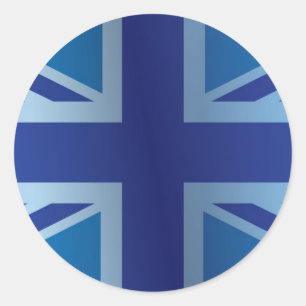 Metallische blaue klassische Flagge Runder Aufkleber