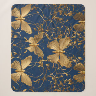 Metallische blaue Schmetterlinge mit Goldweinen Sherpadecke