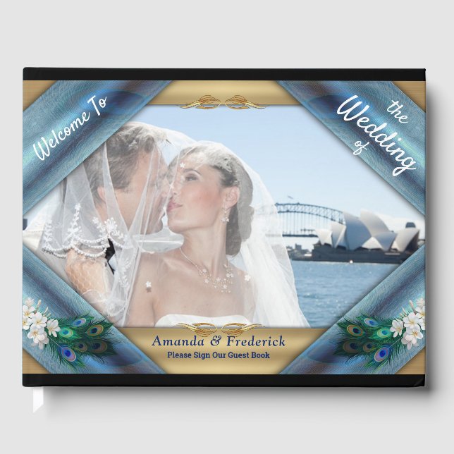 Metallische blaugrüne Friedenstruppen auf Smaragdg Gästebuch (Vorderseite)