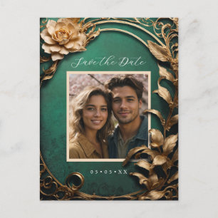 Metallische Blumen Foto Save the Date Postkarte