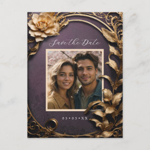 Metallische Blumen Foto Save the Date Postkarte