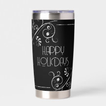 Metallische Blumenrand Happy Holidays