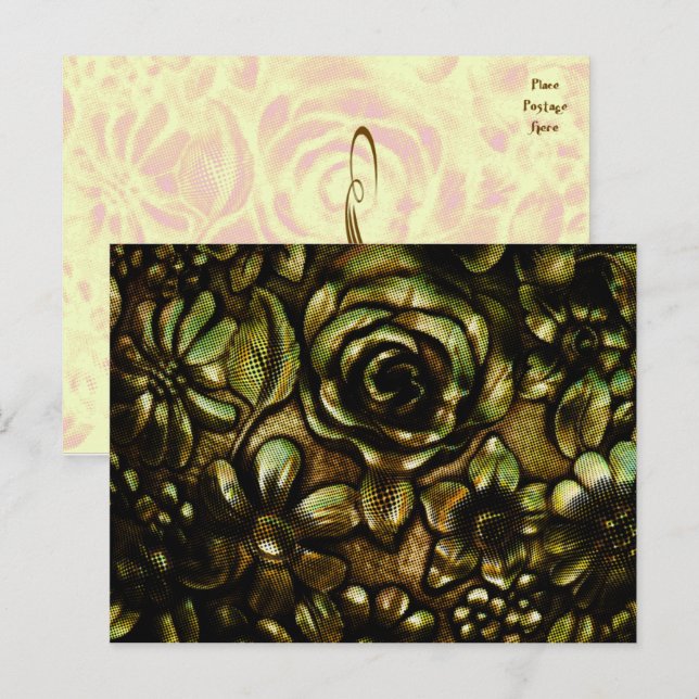 Metallische Blüte № 1 Postcard Vorlage Postkarte (Vorne/Hinten)