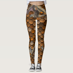 Metallische Bronze-Drachenskala Leggings