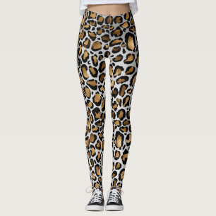 Metallische Bronze- und Black-Leopard-Punkte auf W Leggings