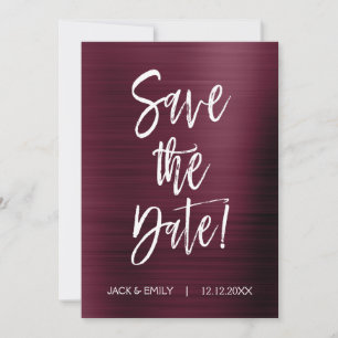 Metallische Burgund Hochzeitskarte Save The Date