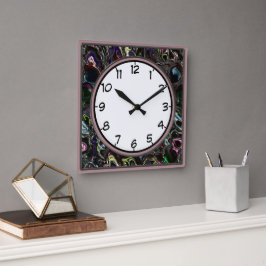 Metallische farbige Wirbel Deko Square Wall Clock Quadratische Wanduhr