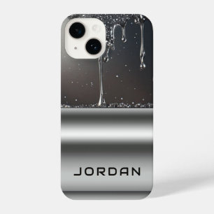 Metallische Flüssigkeit tropft mit glitzerndem Abs iPhone 14 Hülle