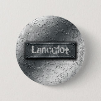 Metallische Gänge mit weggelaufenem Aufkleber - Button