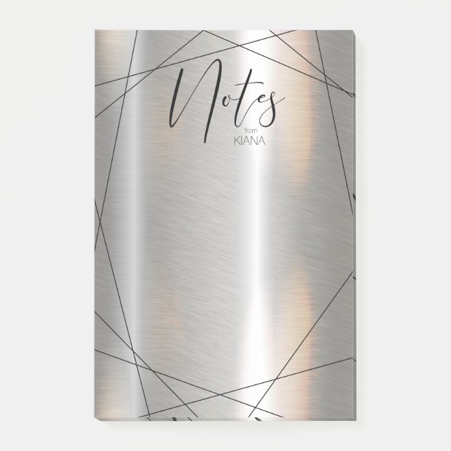 Metallische geometrische Hinweise Silber/Schwarz-I Post-it Klebezettel (Vorderseite)