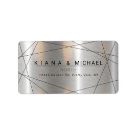 Metallische Geometrische Hochzeitsilber/Schwarz-ID Adressaufkleber
