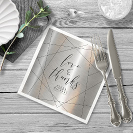 Metallische Geometrische Hochzeitsilber/Schwarz-ID Serviette