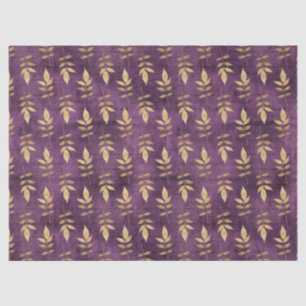 Metallische Gold-Blätter auf Lila Decoupage Seidenpapier