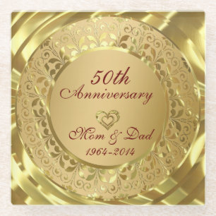 Metallische Gold-Blüten- und Goldene Ringe Glasuntersetzer