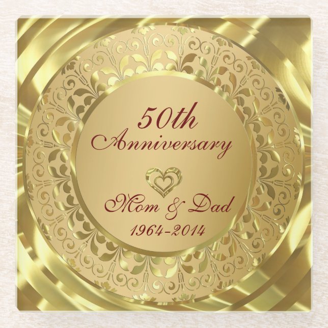 Metallische Gold-Blüten- und Goldene Ringe Glasuntersetzer (Vorderseite)