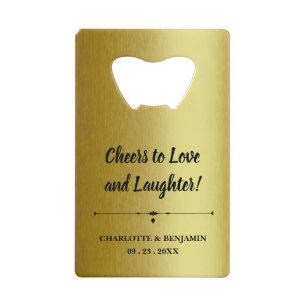 Metallische Gold-Gastgeschenke Hochzeiten Geldbeutel Flaschenöffner