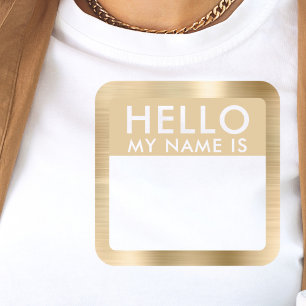 Metallische Gold Hallo Mein Name Ist Aufkleber