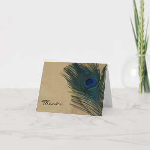 Metallische Gold-Pfau-Hochzeits-Dankeskarten Dankeskarte