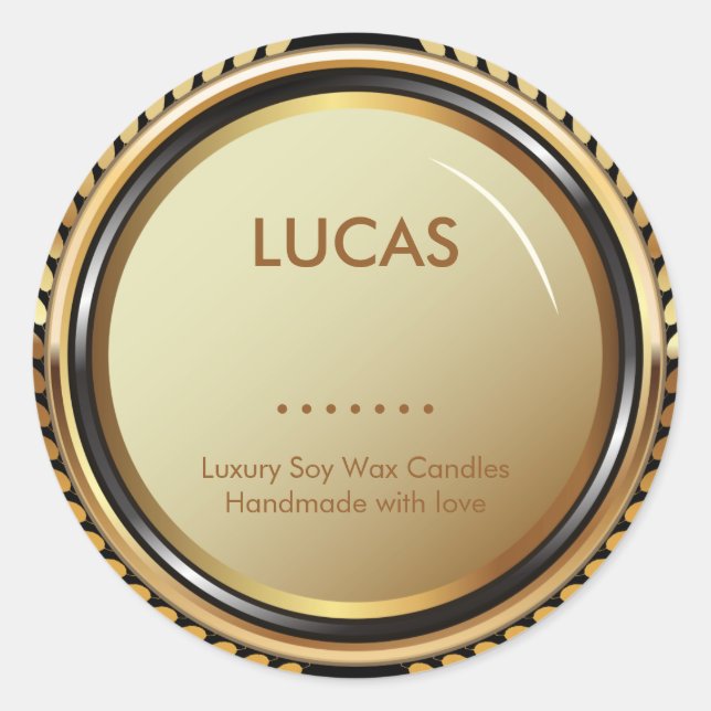 Metallische Gold- und Black-Labels Runder Aufkleber (Vorderseite)