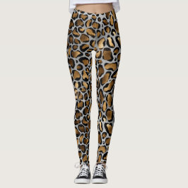 Metallische Gold- und Black-Leopard-Spots auf weiß Leggings