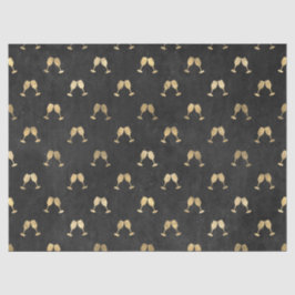 Metallische Gold-Weingläser auf der Black Decoupag Seidenpapier