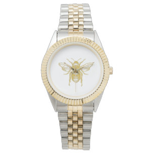 Metallische Goldbienenwache Armbanduhr