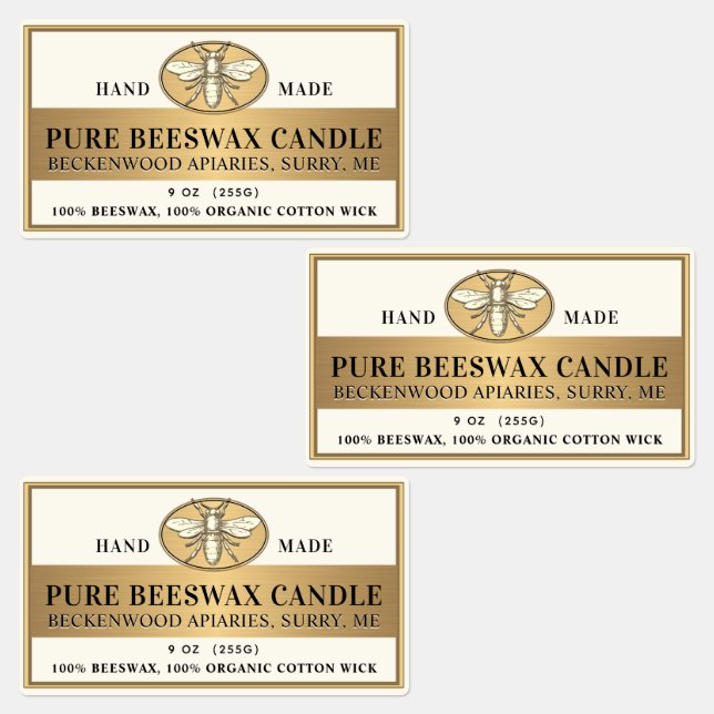 Metallische Goldbienenwachs Elfenbeinkühe Heraldis Etiketten (Gruppe)